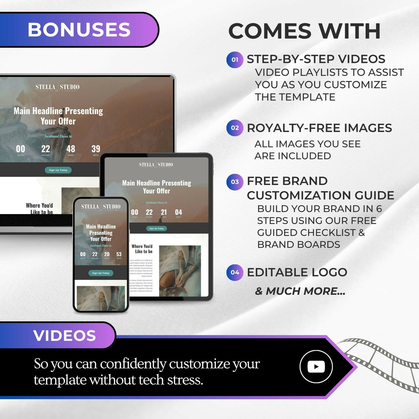 Stella STUDIO - Freebie & Course Sales Funnel Bundle 6 Pages