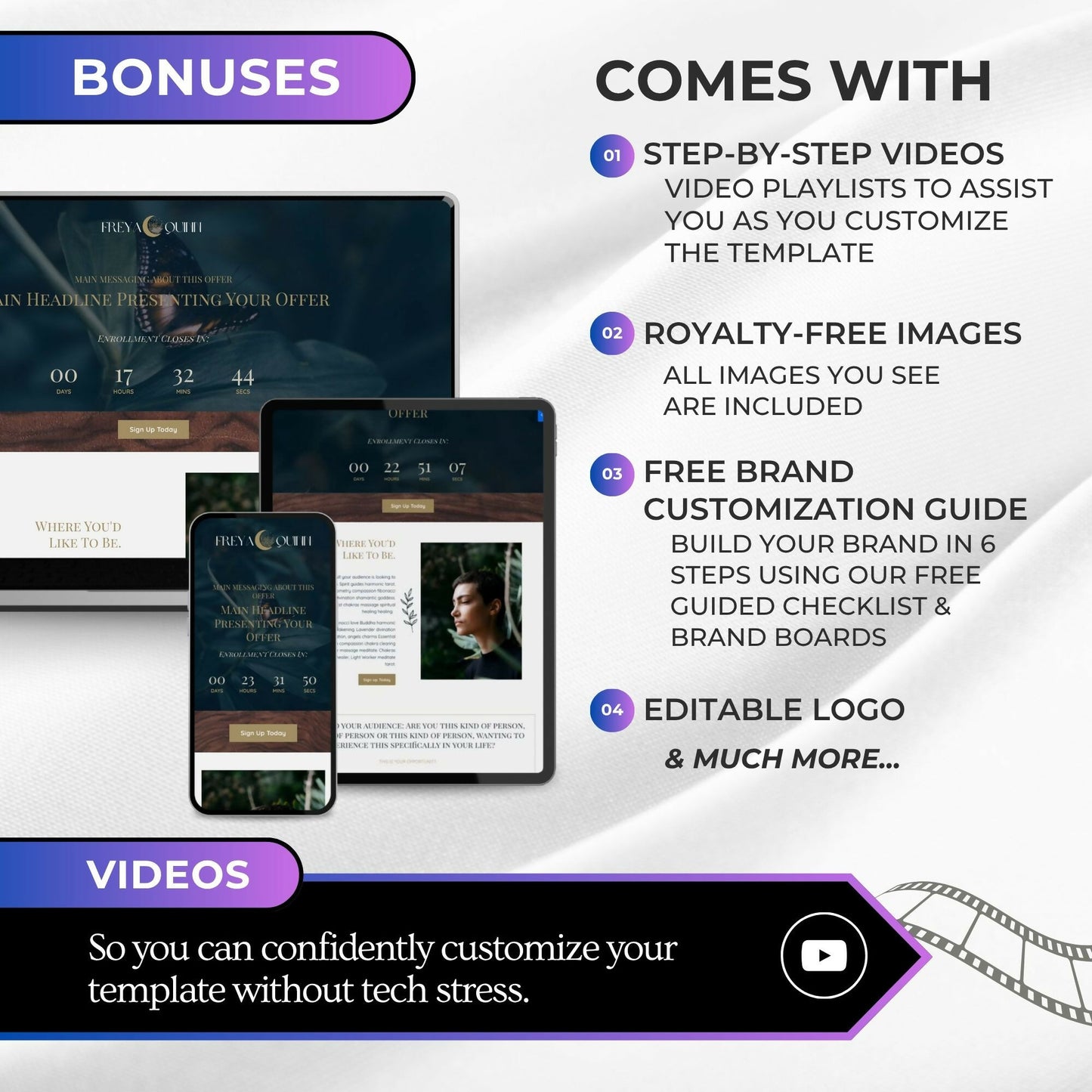 Freya GARDEN - Freebie & Course Sales Funnel Bundle 6 Pages