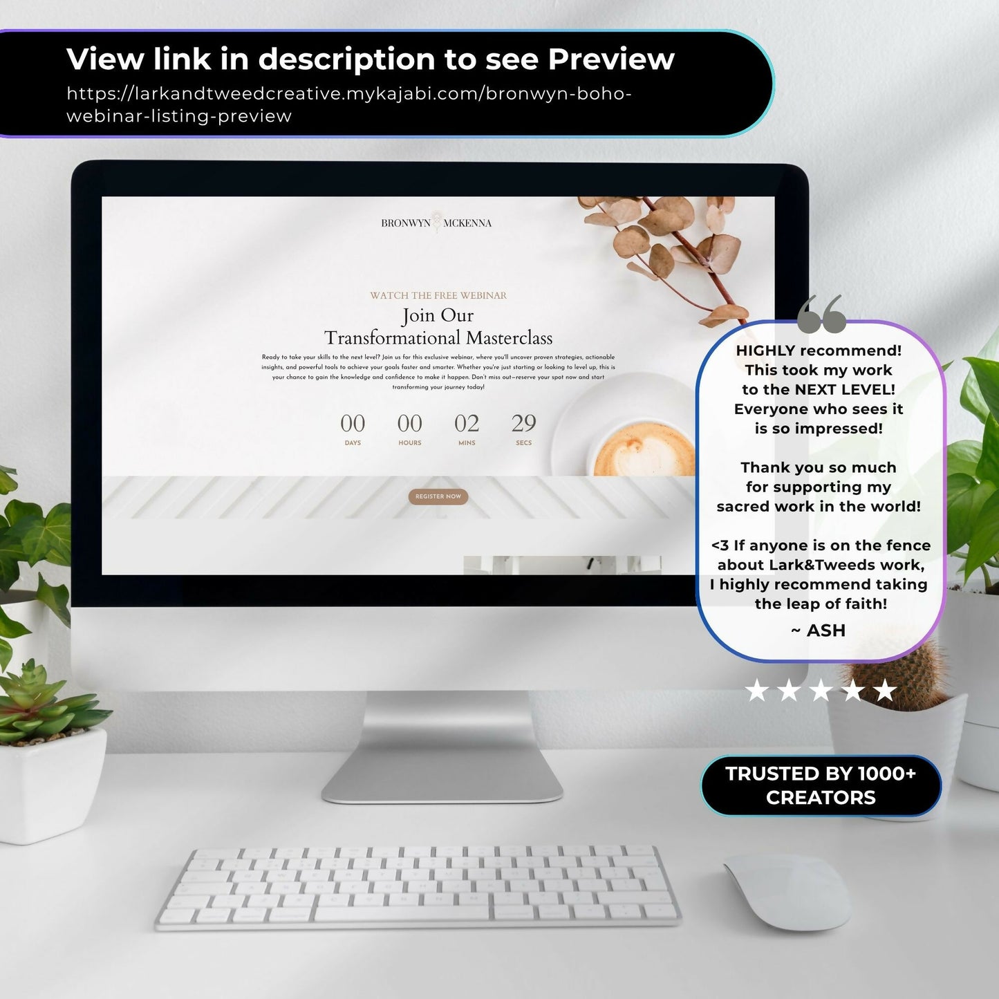 Bronwyn BOHO Webinar Funnel 4 Pages