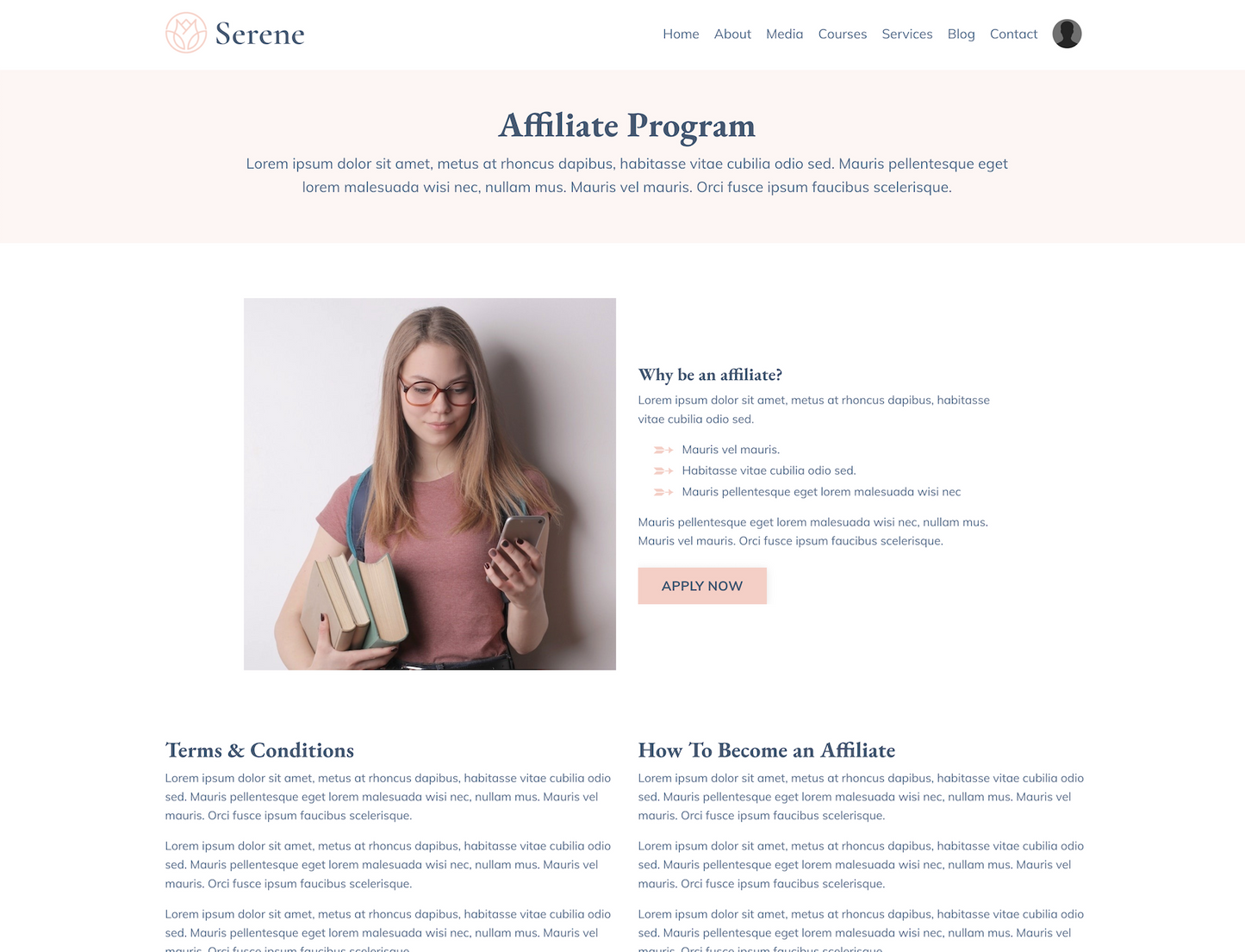 Serene Website Theme (20 Pages)