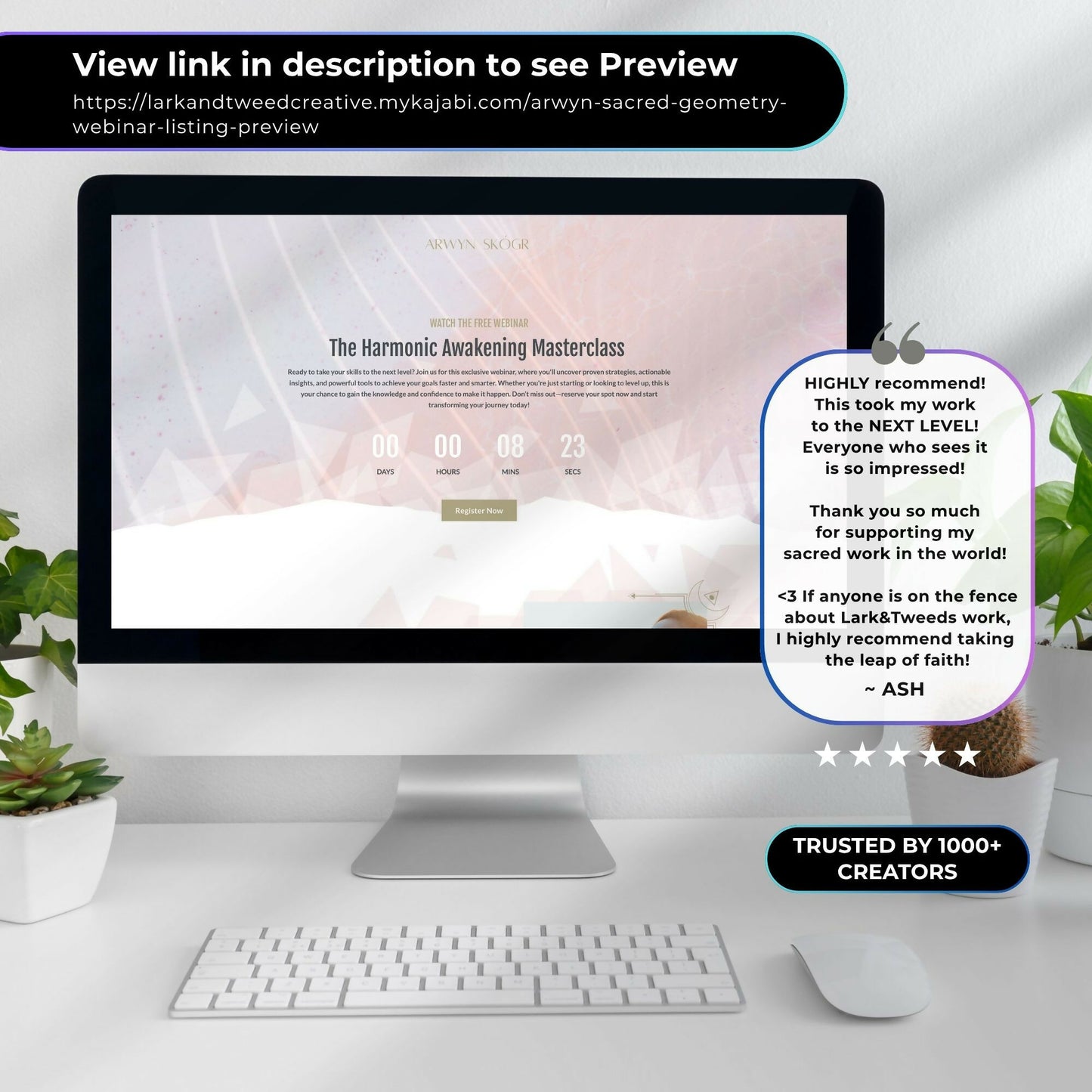 Arwyn Sacred Geometry - Webinar Funnel 4 Pages