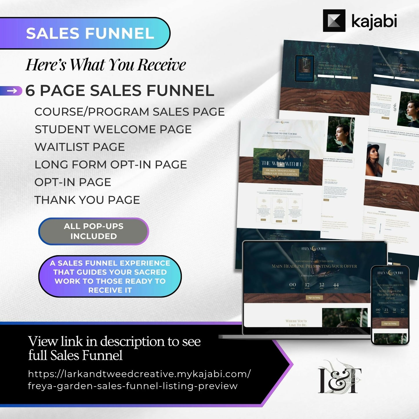 Freya GARDEN - Website 20+ Pages, Sales Funnel, Link in Bio, Course & Coaching Theme, Checkout Page Bundle