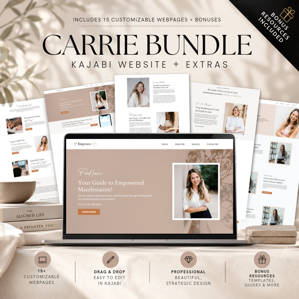 Carrie Feminine Kajabi Website Templates Plus Bonuses