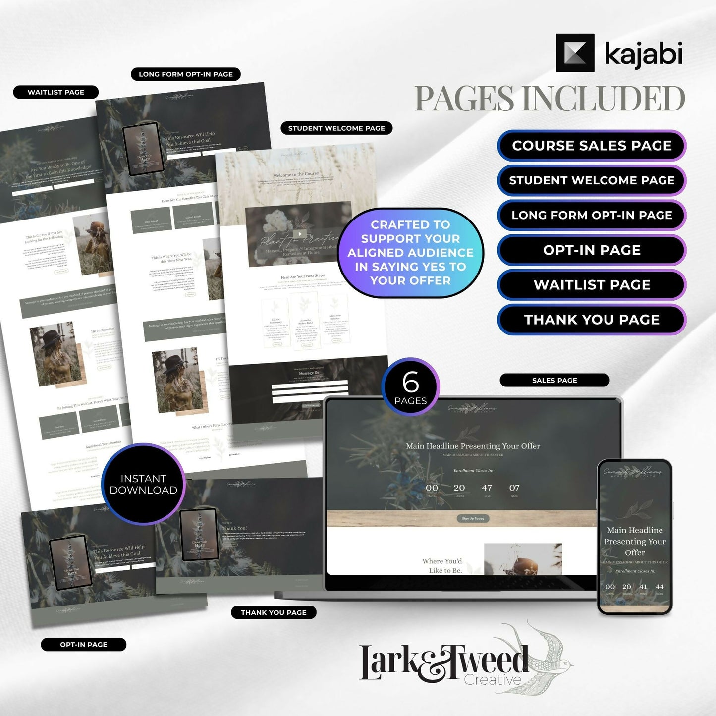 Summer HERBALIST - Freebie & Course Sales Funnel Bundle 6 Pages